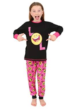 Schlafanzug für Mädchen, Motiv: LOL Happy Face, Emoji-Stil, laugh out loud lang, 9 bis 15 Jahre (13–14 Jahre), Rosa von ThePyjamaFactory