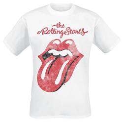The Rolling Stones Classic Tongue Männer T-Shirt weiß S 100% Baumwolle Band-Merch, Bands von The Rolling Stones