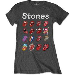 The Rolling Stones Damen Premium T-Shirt - Evolution Tongue Logo (Grau) (S-L) … (M) von The Rolling Stones