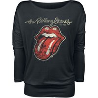 The Rolling Stones Langarmshirt - Plastered Tongue - S bis XL - für Damen - Größe L - schwarz  - Lizenziertes Merchandise! von The Rolling Stones