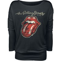 The Rolling Stones Langarmshirt - Plastered Tongue - S bis XL - für Damen - Größe S - schwarz  - Lizenziertes Merchandise! von The Rolling Stones