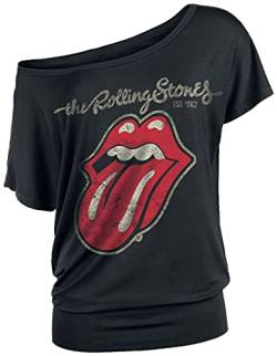The Rolling Stones Plastered Tongue Frauen T-Shirt schwarz L 100% Baumwolle Band-Merch, Bands von The Rolling Stones