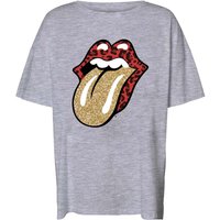 The Rolling Stones T-Shirt - NMIda Glitter Rolling Stones - XS bis XL - für Damen - Größe L - grau  - Lizenziertes Merchandise! von The Rolling Stones