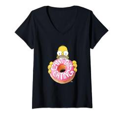 The Simpsons Homer Can't Talk Eating Donut T-Shirt mit V-Ausschnitt von The Simpsons