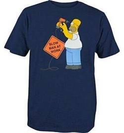 The Simpsons - Homer Herren T-Shirt Slow Man at Work, blau, Gr. XL von The Simpsons