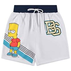 The Simpsons Homer & Bart Simpson Herren Shorts Homer, Bart, Lisa Mesh Basketball Shorts Mesh Gym Shorts, Weiss/opulenter Garten, Groß von The Simpsons