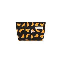 The Summer Swan | Große ästhetische Make-up-Tasche | florale Make-up-Tasche | Mid-day Clutch | Period Kit Bag | Hygienetasche | Hautpflege-Tasche | niedliche Make-up-Tasche, Banana Schwarz, von The Summer Swan