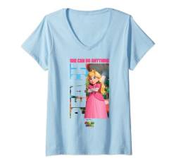 The Super Mario Bros. Movie Peach She Can Do Anything Poster T-Shirt mit V-Ausschnitt von The Super Mario Bros. Movie