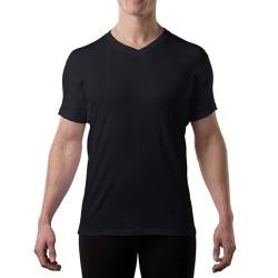 Thompson Tee - Anti-Schweiß Kurzarm-Unterhemd mit Achselschweiß-Polstern - normale Passform - V-Ausschnitt ,Black,XXL von The Thompson Tee