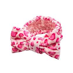 The Vintage Cosmetic Company Lola Make-up Headband Hold Hair Back Super-Soft Fabric Pink Leopard Print Design von The Vintage Cosmetic Company