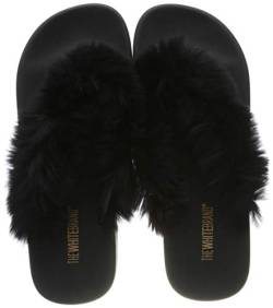 The White Brand Damen Fur Zehentrenner, Schwarz (Black Black), 39 EU von The White Brand