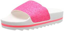 The White Brand Damen Glitter Matte Peeptoe Sandalen, Pink (Neon Pink Neon Pink), 38 EU von The White Brand