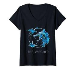 Damen The Witcher Logo Blumen Fanartikel T-Shirt mit V-Ausschnitt von The Witcher