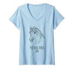 Damen Line Art Best Horse Dad Men - Mustang Pferd T-Shirt mit V-Ausschnitt von The Woof Wardrobe