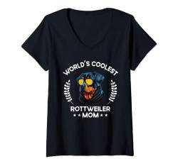 Damen World's Coolest Dog Mom Mama – Frauen Rottweiler T-Shirt mit V-Ausschnitt von The Woof Wardrobe