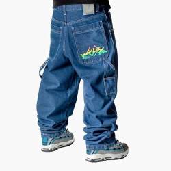 The blueskin Baggy Jeans für Männer - Weite Skateboard-Hosen im Hip-Hop und Rap Stil - Farbe Dunkelblau Used Stone wash - W 32 DE 46 von The blueskin