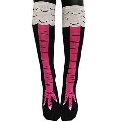 TheFound damen crazy funny chicken legs kniehohe neuheit socken lustige geschenke short (40cm / 15.7 '') rose red von TheFound