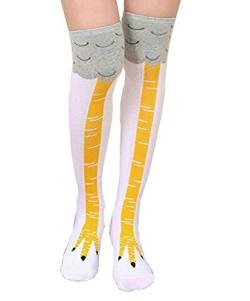 TheFound damen crazy funny chicken legs kniehohe neuheit socken lustige geschenke short (40cm / 15.7 '') weiß von TheFound