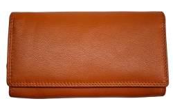 TheGloveHut Große RFID-geschützte Damen-Geldbörse aus echtem Leder, Kreditkartenetui, in Geschenkbox, Orange, 16.75cm 6.59" wide , 10cm 3.93" high , 2.5cm 0.98", Klassisch von TheGloveHut