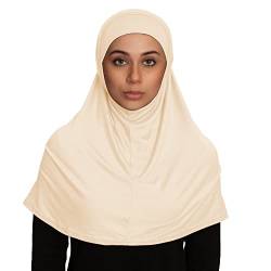 TheHijabStore.com Damen 2 Stück Amira Jersey Hijab - Weicher Modal Stretch Kopftuch mit Schlauch Unterschalmütze, Cream, Einheitsgröße von TheHijabStore.com