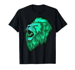 Grün Mint Löwen Kopf. Löwe König der Tiere Katzen T-Shirt von TheOwlOrigin