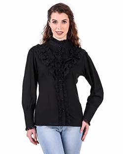 ThePirateDressing Damen Steampunk Viktorianische Renaissance Shirt Bluse, Schwarz, Groß von ThePirateDressing