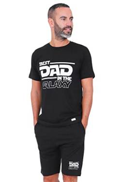 Best Dad in The Galaxy Herren-Schlafanzug, kurzer Schlafanzug, Schwarz , XXL von ThePyjamaFactory