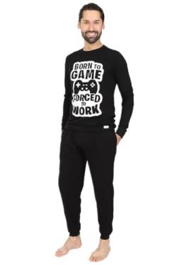 Born To Game Forced To Work Herren-Schlafanzug-Set, lang, Schwarz , M von ThePyjamaFactory