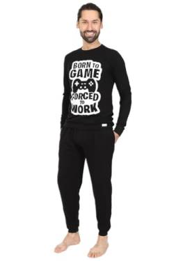 Born To Game Forced To Work Herren-Schlafanzug-Set, lang, Schwarz , S von ThePyjamaFactory