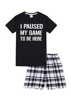 Boys I Paused My Game to Be Here Gaming Woven Gaming Short Pyjama, Schwarz , 15-16 Jahre von ThePyjamaFactory