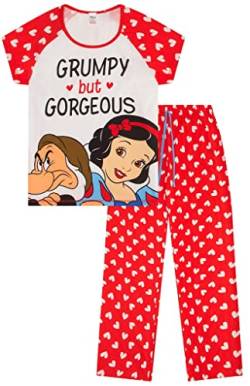 Disney Schneewittchen Zwerge Grumpy But Gorgeous Damen Schlafanzug lang Baumwolle Größen 36/38 40/42 44/46 40/50 Gr. 46, rot von ThePyjamaFactory