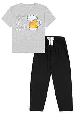 Herren-Pyjama-Set "Someone Get Dad A Beer", lang, Baumwolle, grau, L von ThePyjamaFactory