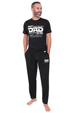 Herren Schlafanzug Best Dad In The Galaxy, lang, Schwarz , XL von ThePyjamaFactory