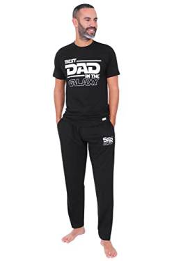 Herren Schlafanzug Best Dad In The Galaxy, lang, Schwarz , XXL von ThePyjamaFactory