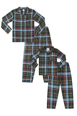 Herren und Jungen, passendes Pyjama-Set aus gebürsteter Baumwolle, kariert, lang, blau, 98 von ThePyjamaFactory