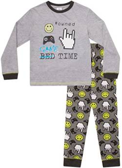 Jungen-Schlafanzug, Aufschrift: Game Time Owned, langer Pyjama Gr. 9-10 Jahre, schwarz von ThePyjamaFactory