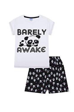 Kurzer Schlafanzug für Mädchen, Panda-Muster, Größe 9-16 Jahre, weiß Gr. 11-12 Jahre, weiß von ThePyjamaFactory