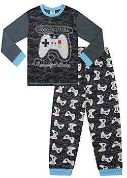 Langer Schlafanzug für Jungen mit Game Over Controller. Gr. 13-14 Jahre, Schwarz von ThePyjamaFactory