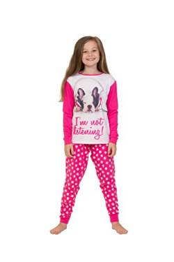 Langer Schlafanzug für Mädchen, französische Bulldogge, für Jugendliche, 9 bis 14 Jahre Gr. 11-12 Jahre, rose von ThePyjamaFactory
