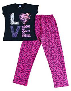 Love Motiv Mädchen von Sicherheit für Verankerung im Schlafanzug mit Animal für Silvester 9 ermöglicht das Schritt der 13 Jahre Schwarz, rosa 9-10 Jahre von ThePyjamaFactory