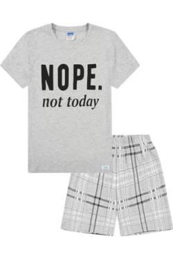 Mädchen Cheeky Nope Not Today karierter kurzer Baumwoll-Pyjama, grau, 9-10 Jahre von ThePyjamaFactory