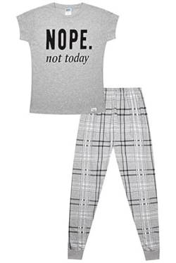 Mädchen Cheeky Nope Not Today kariertes Bein, langer Schlafanzug aus Baumwolle, weiß, 11-12 Jahre von ThePyjamaFactory