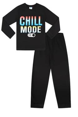 Schlafanzug für Jungen, Chill Modus, Gaming, Baumwolle, lang, 9-10 Jahre, Schwarz von ThePyjamaFactory