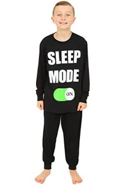 Schlafmodus auf langem Baumwoll-Schlafanzug, Schwarz , 15-16 Jahre von ThePyjamaFactory