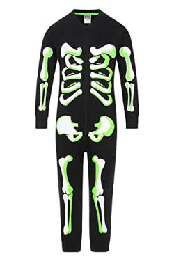 Skelett leuchtet im Dunkeln Schlafanzug Halloween, Schwarz , 134 von ThePyjamaFactory