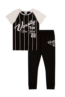 Teenage Mädchen Schlafanzug American College New York Varsity Team Pjs 9 bis 16 Jahre Gr. 15- 16 Jahre, Schwarz von ThePyjamaFactory