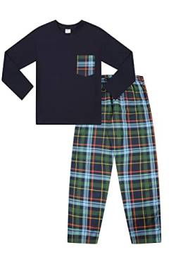 ThePyjamaFactory Wincey Pyjama-Set für Herren und Jungen, kariert, aus gebürsteter Baumwolle, lang, Blau, blau, XXL von ThePyjamaFactory