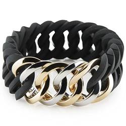 TheRubz Pulsera 100178 Negro Gris Silicona Acero Inoxidable Acero/Silicona von TheRubz