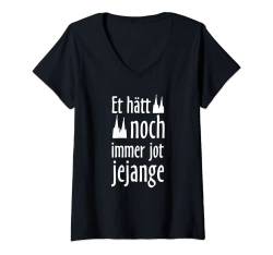 Damen Et hätt noch immer jot jejange (Weiß) Kölsch Köln T-Shirt mit V-Ausschnitt von TheShirtShops Köln T-Shirts und Geschenke