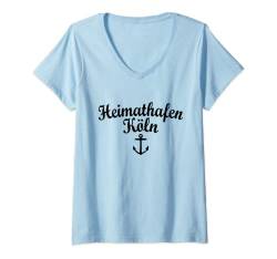 Damen Heimathafen Köln (Schwarz) Boot & Segel Köln T-Shirt mit V-Ausschnitt von TheShirtShops Köln T-Shirts und Geschenke